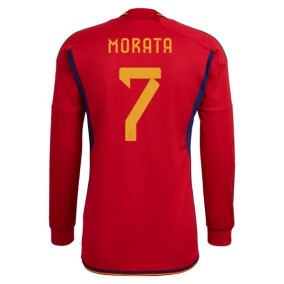 Prima Maglia Spagna Mondiali 2022 Álvaro Morata 7 Manica Lunga